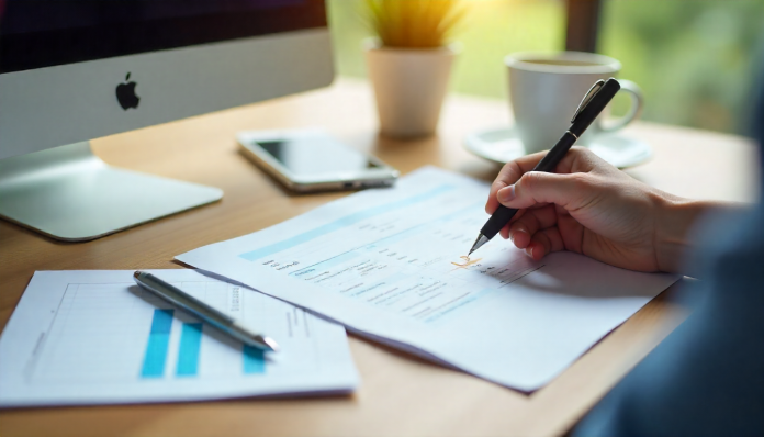 Opgeruimd bureau met checklist, rekeningen en herinnering – toont hoe je incassokosten voorkomt met overzicht en goede gewoontes.